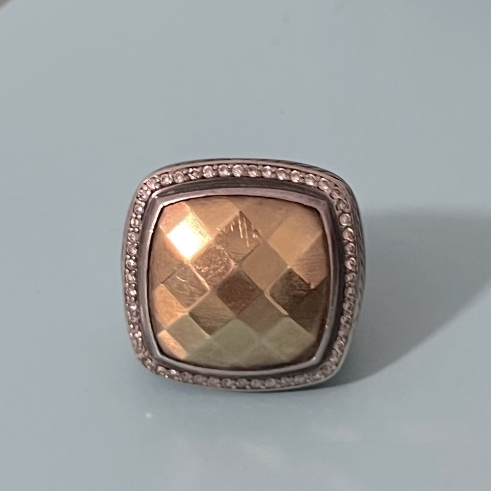 David Yurman Albion diamond halo gold faceted ring